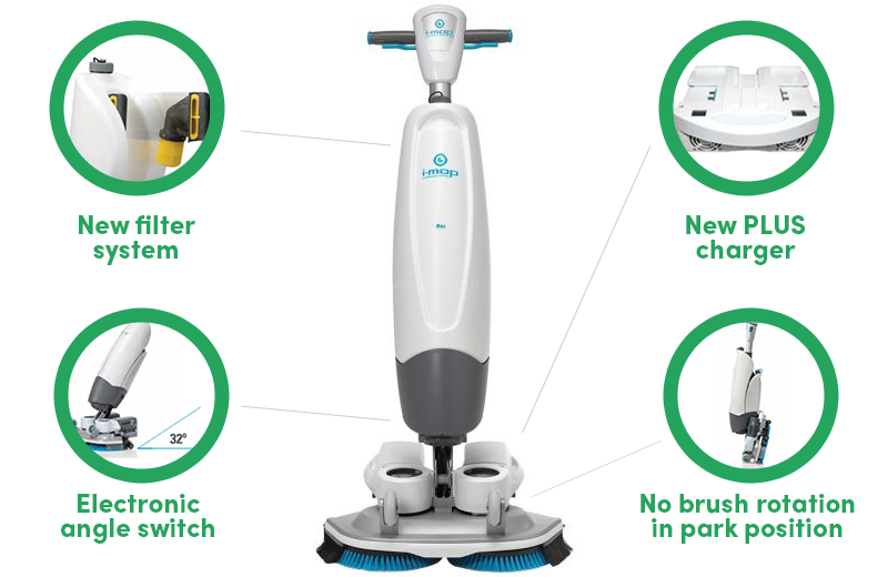 The imop XL Plus An auto scrubber built to go where others can’t